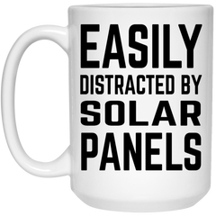 Funny Solar Tech Mug Gift Easily Distracted By Solar Panels Coffee Cup 15oz White 21504