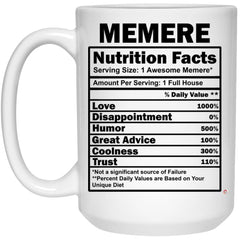 Funny Memere Mug Nutrition Facts Coffee Cup 15oz White 21504