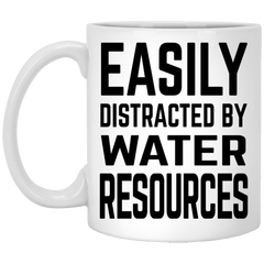 Funny Hydrologist Mug Gift Easily Distracted By Water Resources Coffee Cup 11oz White XP8434