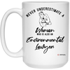 Environmental Lawyer Mug Never Underestimate A Woman Who Is Also An Environmental Lawyer Coffee Cup 15oz White 21504