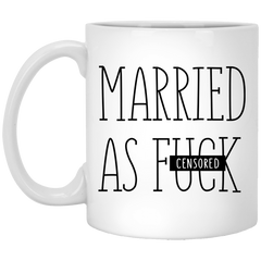 Funny Newlywed Mug Married As Fck Coffee Cup 11oz White XP8434