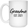 Grandma Pregnancy Announcement Mug Grandma Est 2021 Coffee Cup 15oz White 21504