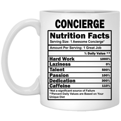 Funny Concierge Nutritional Facts Coffee Cup 11oz White XP8434