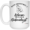 Epidemiologist Mug Never Underestimate A Woman Who Is Also An Epidemiologist Coffee Cup 15oz White 21504