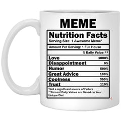 Funny Meme Nutrition Facts Coffee Cup 11oz White XP8434