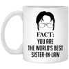 Funny Sister-in-law Mug Gift Fact You Are The World's Best Sister-in-law Coffee Cup 11oz White XP8434