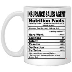 Funny Insurance Sales Agent Nutritional Facts Coffee Cup 11oz White XP8434