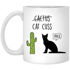 Funny Cactus Cat Cuss Mug Prick Fur Mom Dad Coffee Cup 11oz White XP8434