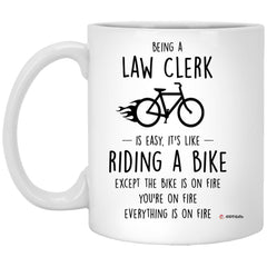 Funny Law Clerk Mug Being A Law Clerk Is Easy It's Like Riding A Bike Except Coffee Cup 11oz White XP8434