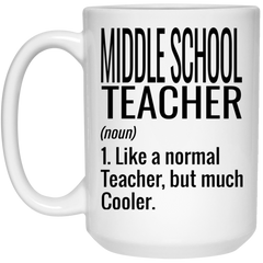 Funny Middle School Teacher Mug Like A Normal Teacher But Much Cooler Coffee Cup 15oz White 21504