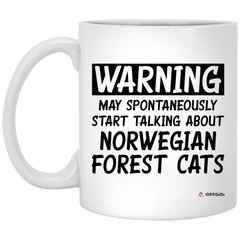 Funny Norwegian Forest Cat Mug Warning May Spontaneously Start Talking About Norwegian Forest Cats Coffee Cup 11oz White XP8434