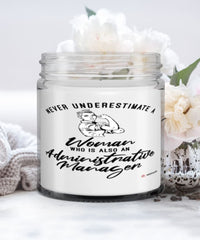 Administrative Manager Candle Never Underestimate A Woman Who Is Also An Administrative Manager 9oz Vanilla Scented Candles Soy Wax