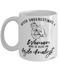 Agile Analyst Mug Never Underestimate A Woman Who Is Also An Agile Analyst Coffee Cup White
