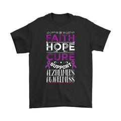 Alzheimer Awareness Shirt Faith Hope Cure Gildan Mens T-Shirt