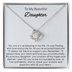 To My Beautiful Daughter Love Knot Necklace You Are A True Blessing In My Life