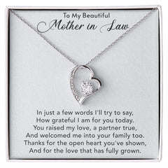 To My Beautiful Mother In Law Forever Love Necklace In Just A Few Words I'll Try To Say