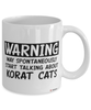 Funny Korat Cat Mug Warning May Spontaneously Start Talking About Korat Cats Coffee Cup White
