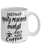 Funny Equity Research Analyst Mug Instant Equity Research Analyst Just Add Coffee Cup White