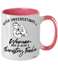 Chemistry Teacher Mug Never Underestimate A Woman Who Is Also A Chemistry Teacher Coffee Cup Two Tone Pink 11oz