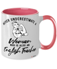 English Teacher Mug Never Underestimate A Woman Who Is Also An English Teacher Coffee Cup Two Tone Pink 11oz