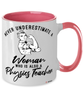 Physics Teacher Mug Never Underestimate A Woman Who Is Also A Physics Teacher Coffee Cup Two Tone Pink 11oz