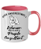 People Consultant Mug Never Underestimate A Woman Who Is Also A People Consultant Coffee Cup Two Tone Pink 11oz