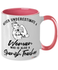 Spanish Teacher Mug Never Underestimate A Woman Who Is Also A Spanish Teacher Coffee Cup Two Tone Pink 11oz