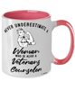 Veterans Counselor Mug Never Underestimate A Woman Who Is Also A Veterans Counselor Coffee Cup Two Tone Pink 11oz