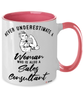 Sales Consultant Mug Never Underestimate A Woman Who Is Also A Sales Consultant Coffee Cup Two Tone Pink 11oz