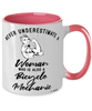 Bicycle Mechanic Mug Never Underestimate A Woman Who Is Also A Bicycle Mechanic Coffee Cup Two Tone Pink 11oz