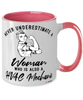 HVAC Mechanic Mug Never Underestimate A Woman Who Is Also A HVAC Mechanic Coffee Cup Two Tone Pink 11oz