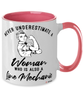 Line Mechanic Mug Never Underestimate A Woman Who Is Also A Line Mechanic Coffee Cup Two Tone Pink 11oz