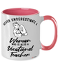 Vocational Teacher Mug Never Underestimate A Woman Who Is Also A Vocational Teacher Coffee Cup Two Tone Pink 11oz