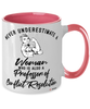 Professor of Conflict Resolution Mug Never Underestimate A Woman Who Is Also A Professor of Conflict Resolution Coffee Cup Two Tone Pink 11oz