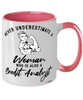 Credit Analyst Mug Never Underestimate A Woman Who Is Also A Credit Analyst Coffee Cup Two Tone Pink 11oz