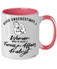 Foreign Affairs Analyst Mug Never Underestimate A Woman Who Is Also A Foreign Affairs Analyst Coffee Cup Two Tone Pink 11oz