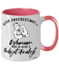 Budget Analyst Mug Never Underestimate A Woman Who Is Also A Budget Analyst Coffee Cup Two Tone Pink 11oz