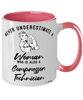 Compressor Technician Mug Never Underestimate A Woman Who Is Also A Compressor Tech Coffee Cup Two Tone Pink 11oz