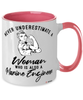 Marine Engineer Mug Never Underestimate A Woman Who Is Also A Marine Engineer Coffee Cup Two Tone Pink 11oz