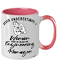 Engineering Manager Mug Never Underestimate A Woman Who Is Also An Engineering Manager Coffee Cup Two Tone Pink 11oz