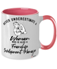 Franchise Development Manager Mug Never Underestimate A Woman Who Is Also A Franchise Development Manager Coffee Cup Two Tone Pink 11oz