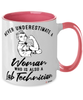 Lab Technician Mug Never Underestimate A Woman Who Is Also A Lab Tech Coffee Cup Two Tone Pink 11oz