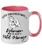 Motel Manager Mug Never Underestimate A Woman Who Is Also A Motel Manager Coffee Cup Two Tone Pink 11oz