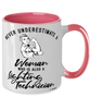Lighting Technician Mug Never Underestimate A Woman Who Is Also A Lighting Tech Coffee Cup Two Tone Pink 11oz