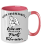 Parts Technician Mug Never Underestimate A Woman Who Is Also A Parts Tech Coffee Cup Two Tone Pink 11oz