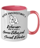 Gerontological Social Worker Mug Never Underestimate A Woman Who Is Also A Gerontological Social Worker Coffee Cup Two Tone Pink 11oz