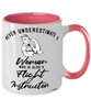 Flight Instructor Mug Never Underestimate A Woman Who Is Also A Flight Instructor Coffee Cup Two Tone Pink 11oz