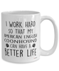 Funny American English Coonhound Mug I Work Hard So That My American English Coonhound Can Have A Better Life Coffee Cup 15oz White