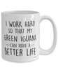 Funny Green Iguana Mug I Work Hard So That My Green Iguana Can Have A Better Life Coffee Cup 15oz White