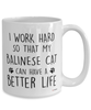 Funny Balinese Cat Mug I Work Hard So That My Balinese Can Have A Better Life Coffee Cup 15oz White